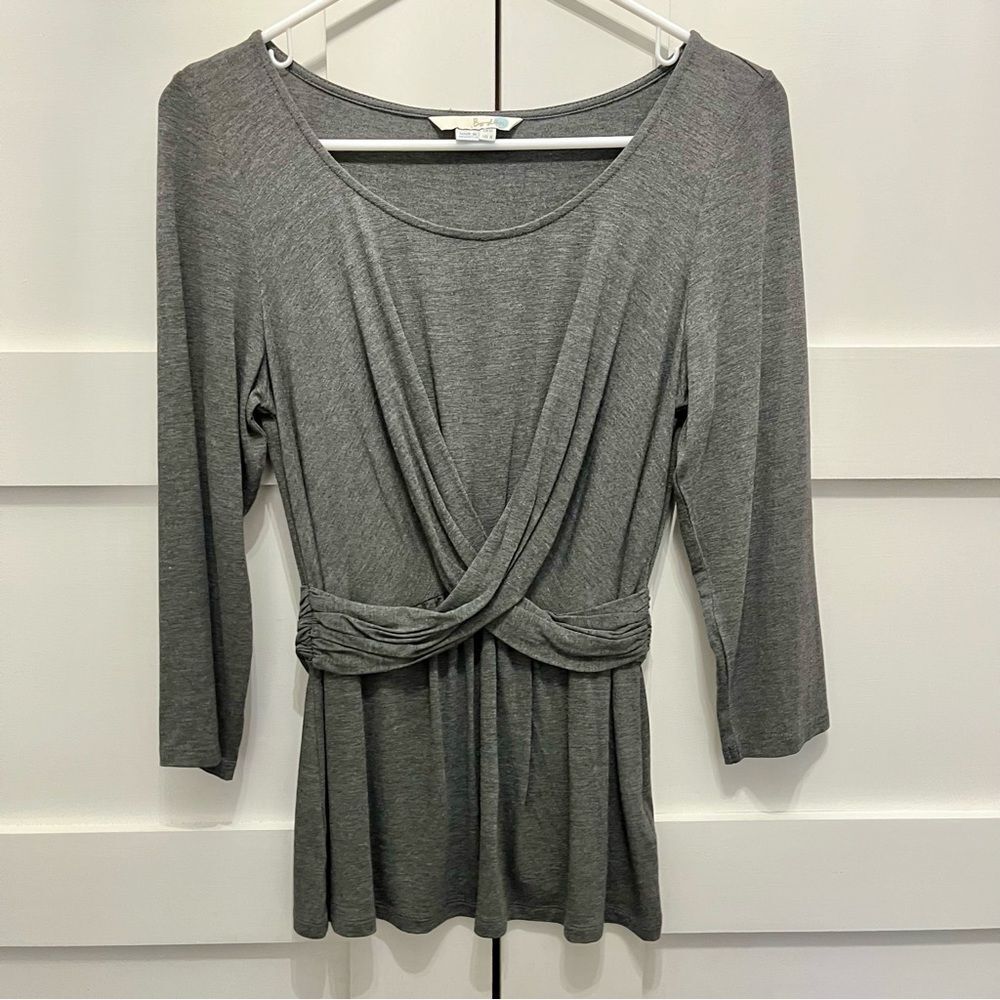 Boden faux wrap top solid Heather grey size US 8